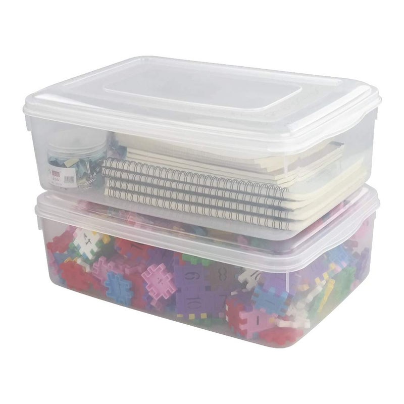 Utiao 2 Packs Clear Plastic Bin for Storage, 11 Quart Plastic Storage Containers with Lid - Image 1